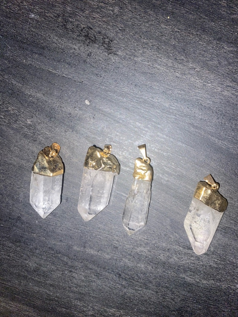 Gold-Capped Clear Quartz Crystal Pendant - Women Jewelry